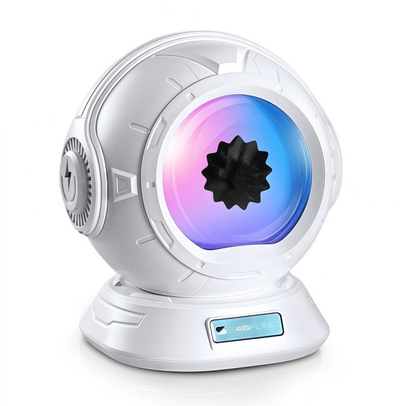 Ferrofluid Bluetooth speaker, sci-fi orb design with magnetic liquid behind the glass dome