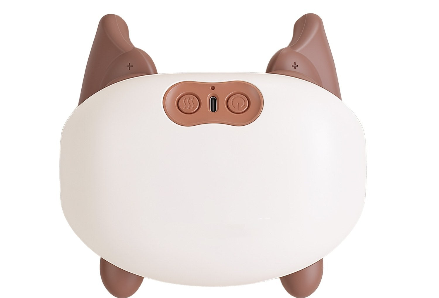 Top-down packshot of shiatsu neck massager showing silicone nodes and control panel