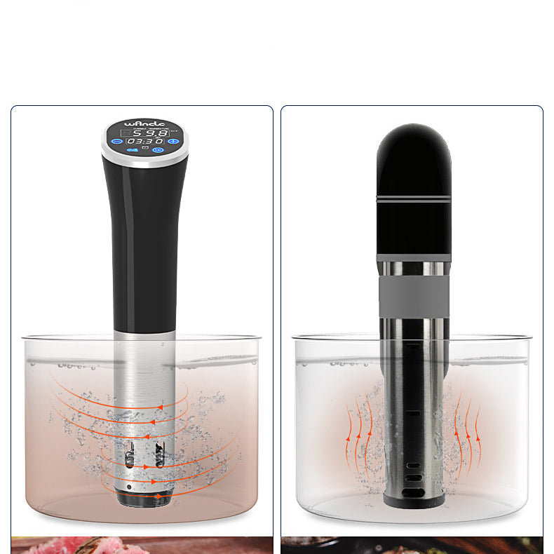 3D Water Cycle Design diagram comparing the Precision Sous Vide Cooker's even circulation with competing models.