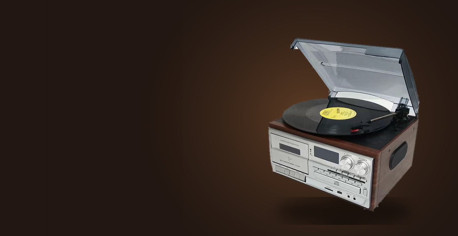 Vintage All-in-One Turntable — Vinyl, CD, Cassette, FM Radio & Bluetooth
